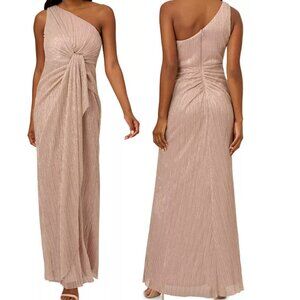 Adrianna Papell Blush One-Shoulder Gown NWT
